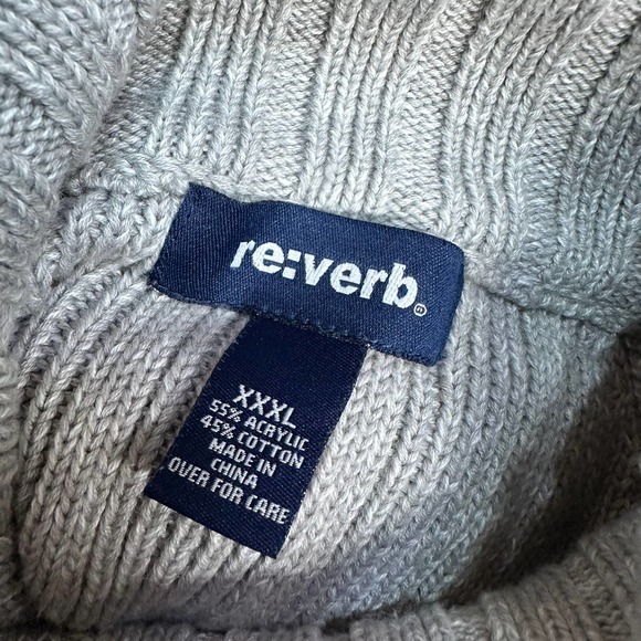Vintage Reverb Sweater Turtleneck Pullover Gray White Men's 3XL - Picture 6 of 6